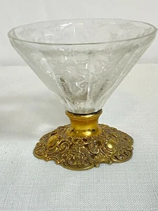JD Schleissner Sohne Sterling Silver .925 Gilt Cup/Compote Etched Glass Germany - Picture 1 of 12