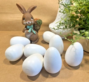8 pc White Craft Eggs Wooden Blank Easter Eggs Classic White Standing Eggs S33 - Picture 1 of 8