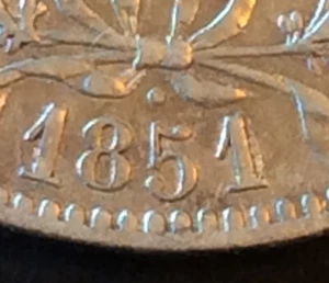 Belgique -Léopold Ier - Très Rare 5 Francs 1851/0 avec point - surfrappe (2) - Picture 1 of 3