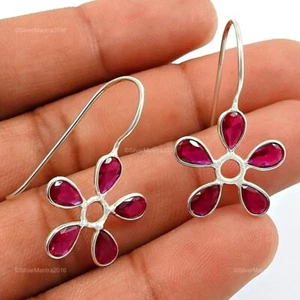 Cubic Zirconia Gemstone 925 Silver Girls Gift Dangle Earrings Jewellery - Picture 1 of 7