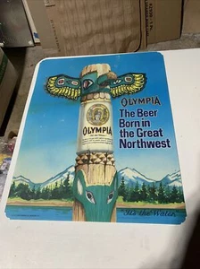 OLYMPIA beer vintage TOTEM POLE Insert Sign It’s The Water Born In Great NW - Picture 1 of 9