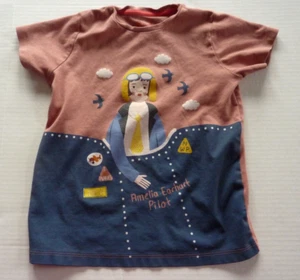 Piccolina Pink Amelia Earhart Pilot Colorful Graphic 100% Cotton STEM Tee Top 10 - Picture 1 of 3