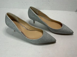 New Women’s size 7.5 Jewel Badgley Mischka Royalty Pointed Toe Pump shoes silver - Picture 1 of 7