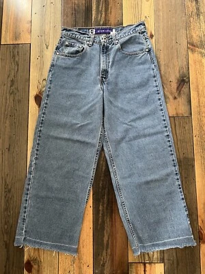 Pantalones de mezclilla para mujer Levi’s SilverTab pierna ancha dobladillo crudo lavado mediano talla 10/medianos de colección Foto 1 de 4