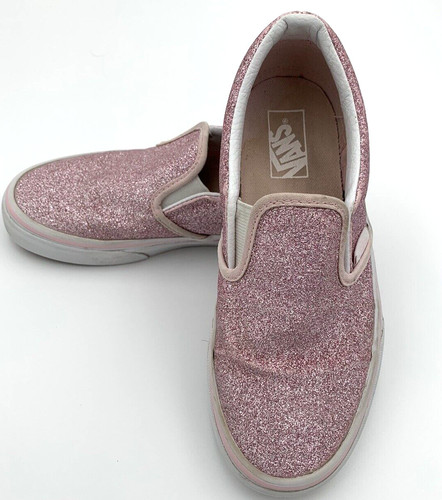 Scarpe Vans bambina taglia 2 slip on rosa chiaro glitter scintillante skateboard spiaggia surf