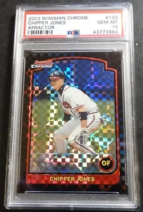 Chipper Jones Bowman 2003 cromo Xfractor #133 PSA 10 Atlanta Braves Pop 2 - Imagen 1 de 2