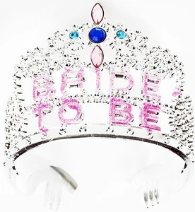 BRIDE TO BE Bachelorette Party Plastic Silver Pink Tiara FREE U.S. FC SHIP ! - Picture 1 of 1