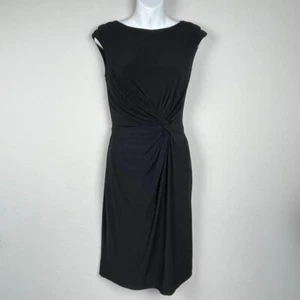 Lauren Ralph Lauren Black Sleeveless Jersey Dress – Size 4 – Knot Detail – Work - Picture 1 of 6