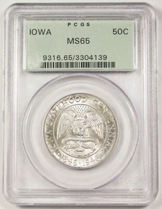 1946 Iowa Commemorative Half Dollar 50 Cent Silver Coin PCGS MS65 OGH - Picture 1 of 4