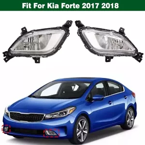 Pair Front Bumper Fog Lights Lamps w/ Cable Left Right For Kia Forte 2017 2018 - Foto 1 di 8