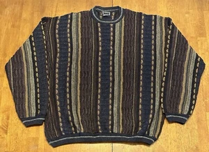 Vintage Versace Coogi Style Zopfmuster 3D Strick Pullover 2XL Cosby Biggie Opa 90er - Bild 1 von 9