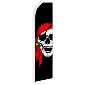 Piraten Totenkopf rot Bandana Werbung Swooper Feder Flatter Flagge Halloween - Bild 1 von 2