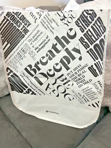 White Lululemon Reusable Goals Tote Black Text 14 x 16 Bag Shopping Motivation - Bild 1 von 14