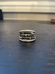 John Hardy Sterling Silver & Black Sapphire Bamboo Ring sz 5.5 Rare! - Picture 1 of 3