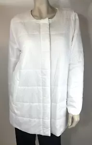 $358 Eileen Fisher Size M White Quilted Midi Quilted Coat NEW - Picture 1 of 10