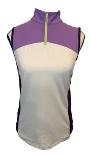 Women’s Lady Hagen PURPLE WHITE Color Block Sleeveless Polo Golf Shirt Sz XS NWT - Picture 1 of 10