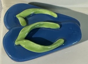 Nora Fleming Mini ~ "Sunning and Funning" BLUE FLIP FLOPS Plate Charm - Picture 1 of 8