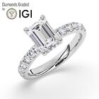 IGI, 2 CT , Solitaire Lab-Grown Emerald Diamond Engagement Ring, 18K White Gold