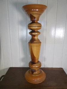 RARE ancien Grand pique-cierge bougeoir bois marqueterie 58cm 2kgs700 - Picture 1 of 8