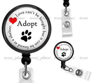 Pet Adoption Volunteer Clip On Id Badge Reel ID Holder Cat Dog Shelter Work - Picture 1 of 2