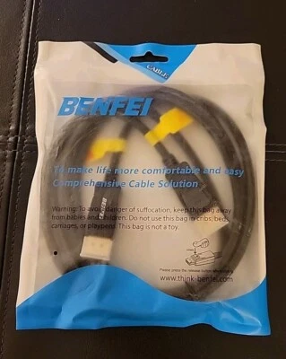 Benfei DisplayPort to HDMI Cable Male to Male Black Gold-Plated 2-ft. NEW SEALED - Image 1 of 4