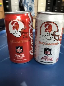 2 - 1992 Tampa Bay Buccaneers  COCA COLA & DIET COKE CANS BOTTOM DRAINED Vintage - Picture 1 of 2