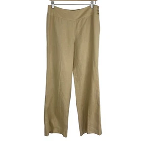 Lauren Ralph Lauren Trousers Wide Leg 100% Linen Beige Pants Lined Size 8 - Picture 1 of 8
