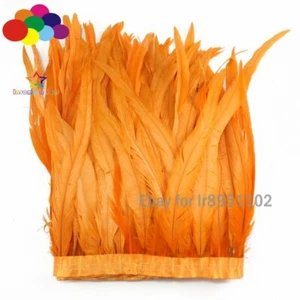 2 meters 25-35CM 10-14inch orange cock feathers cloth side Coque feather trims - Picture 1 of 8