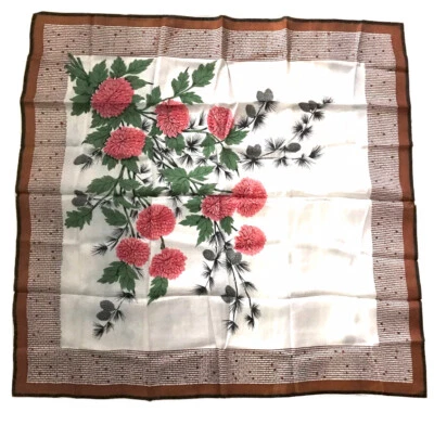 Bufanda de Seda Vintage Años 50 Mod Rockabilly Floral Cuadrada Japón Enrollada a Mano 31 X 31 Foto 1 de 4