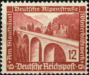 Germany Third Reich modern Architecture mountain Bridge stamp 1936 MLH A-22 - Picture 1 of 1