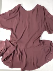 NEW HALSTON HERITAGE MEDIUM Wine Maroon Batwing Sleeve 32” Cocktail Dress - Picture 1 of 10