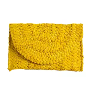 Bolso de paja tejido de ratán Eliza amarillo - Imagen 1 de 2