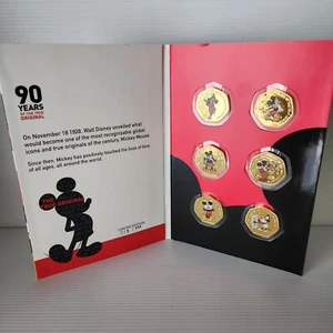New Disney 90 Years Mickey Mouse Gold Plated Edition Coin Collection LE 318/999 - Picture 1 of 8