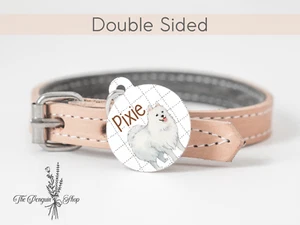 Personalisierte japanische Spitz individuelle Namen Hundemarken Haustier ID Tag doppelseitig Geschenk - Bild 1 von 4