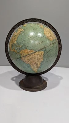 Globo terrestre George F. Cram de colección sobre soporte de metal No. 90 Número 90 Fundido Foto 1 de 4