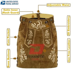 Hombres Auténticos Oktoberfest Pantalones de Cuero - Oktoberfest Pantalones de Cuero - Pantalones Cortos de Cuero - Imagen 1 de 10