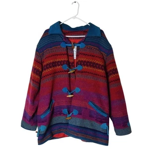 Vintage Katy D Colorful Aztec Wool Blend Blanket Coat 14 16 Southwestern Rainbow - Picture 1 of 12