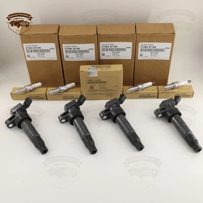 4X Ignition Coils + 4X Spark Plugs for 2011-2015 Kia Optima Sonata 2.4L L4 OEM - Image 1 of 4