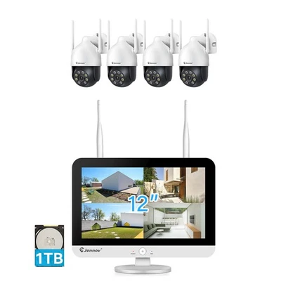 Sistema de cámara de seguridad para el hogar inalámbrico JENNOV 5MP WiFi exterior PTZ 1 TB 10 CANALES NVR Foto 1 de 4