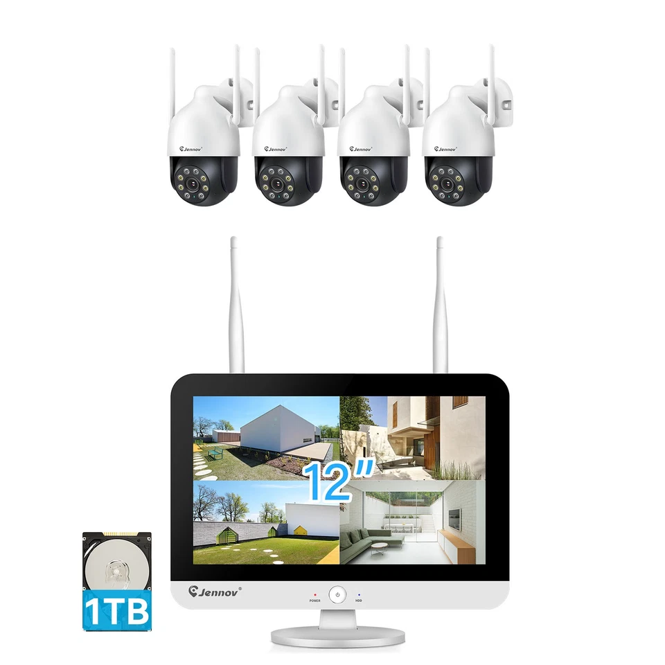 JENNOV 5MP Wireless Home Security Camera System WiFi Outdoor PTZ 1TB 10CH NVR - Image 1 of 4