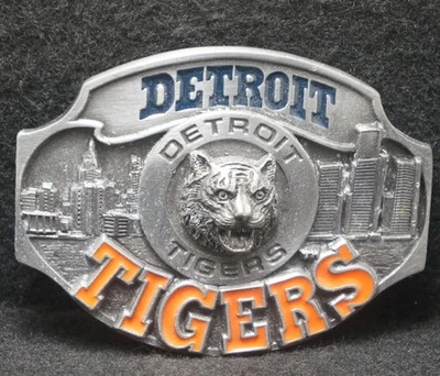 XA13124 *NOS* VINTAGE 1988 **TIGRES DE DETROIT** HEBILLA DE CINTURÓN DE BÉISBOL PROFESIONAL Foto 1 de 2