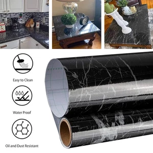 Self Adhesive Kitchen Worktop Covering Vinyl Wrap Cupboard Wall Marble Stickers - Picture 1 of 14