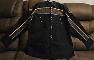 Coogi Australia Button Down Shirt Long Sleeve Embroidered Patches Black Mens XL - Picture 1 of 22