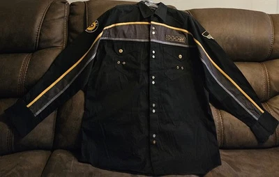 Coogi Australia Button Down Shirt Long Sleeve Embroidered Patches Black Mens XL - Image 1 of 4