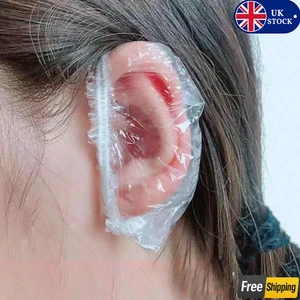100 Pcs Disposable Waterproof Ear Covers for Shower Hair-Dying Bathing Ear Caps - Picture 1 of 6