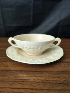 RARE one Crown Ducal Double Handle Soup Bowl With octagon Soup Plate - Picture 1 of 4
