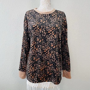 Cuddl Duds Double Plush Fleece Pullover Velvet Fall Abstract Floral Boho M Tall - Picture 1 of 11