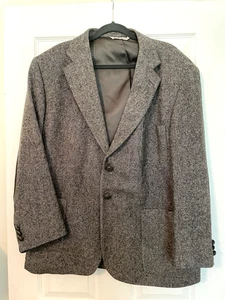 Abrigo Blazer Deportivo Stafford Hombres 44S Gris Lana Tweed Codo Parche Profesor Chaqueta - Imagen 1 de 12