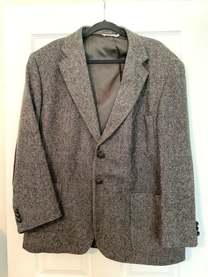 Abrigo Blazer Deportivo Stafford Hombres 44S Gris Lana Tweed Codo Parche Profesor Chaqueta Foto 1 de 4