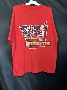 Vintage 90s McDonalds Super Size Promotional T-Shirt Red Tee Made In USA XXL - Picture 1 of 8